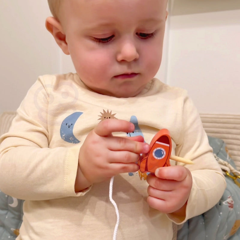 TOOKY TOY Houten Stapel- en Rijgspel met thema ruimte
