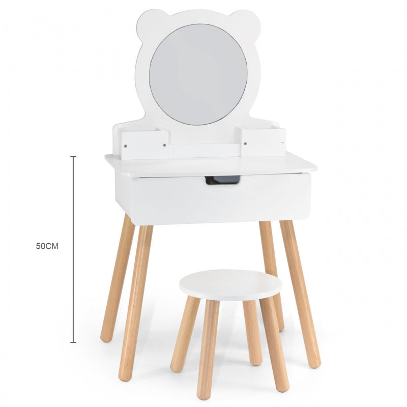 VIGA Grote Houten Make-up Kaptafel Wit met Spiegel en Stoel