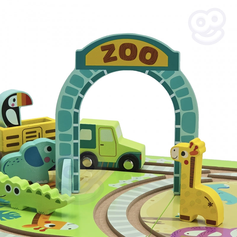 TOOKY TOYS houten trein dierentuin met magneten in koffertreinspoor