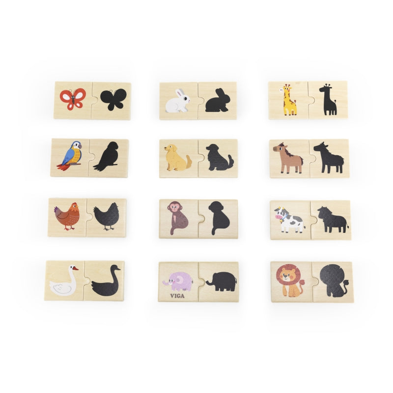 VIGA Houten Dieren Memorie Schaduwpuzzel