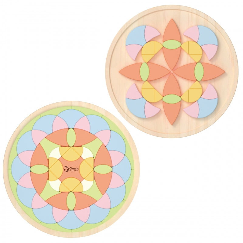 CLASSIC WORLD Pastel Mandala Puzzel -  Montessori speelgoed -  Mozaïek - Bloemen