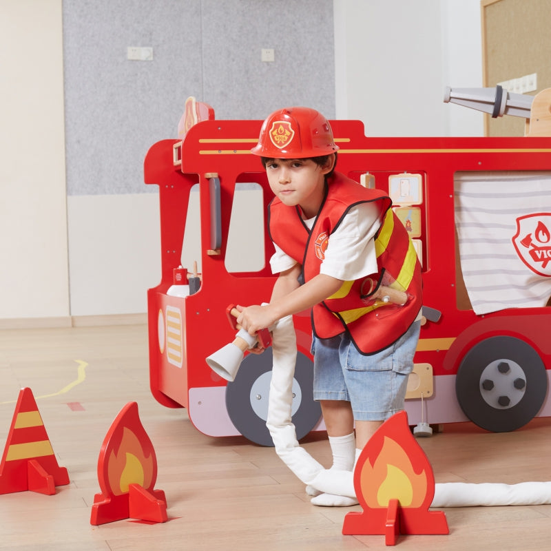 VIGA Brandweer Kostuum met Helm, Walkie-talkies 2 stuks, Megafoon & Zaklamp