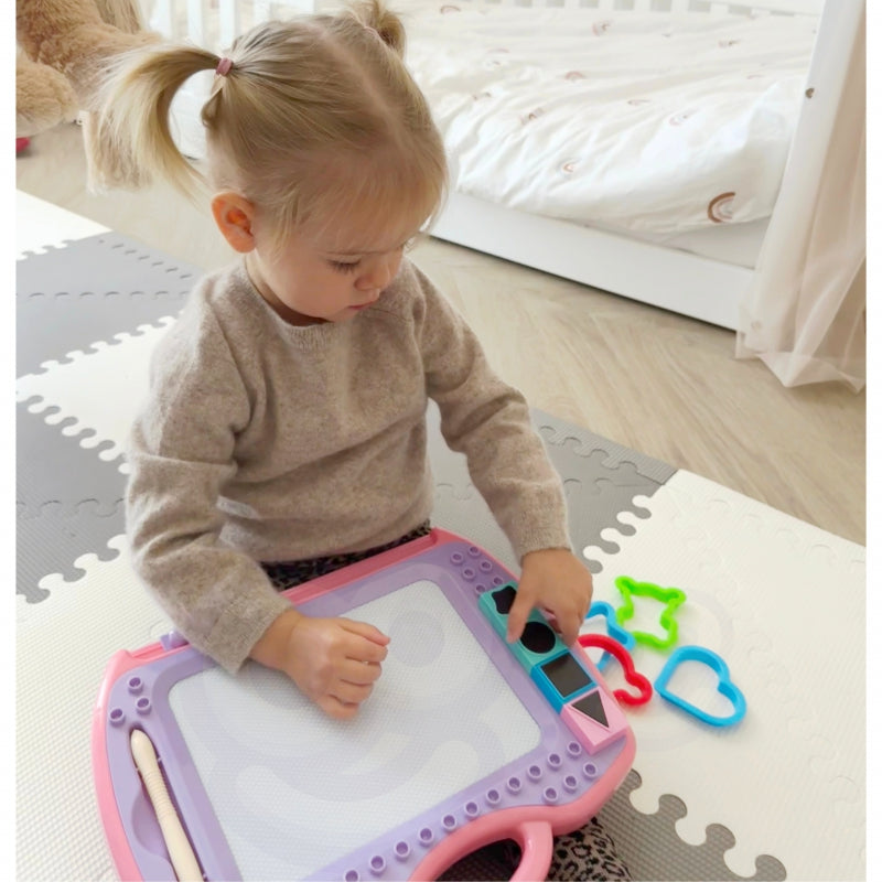 WOOPIE Magisch Magnetisch Tekenbord Kleurrijk + Stempels + Patronen, Roze