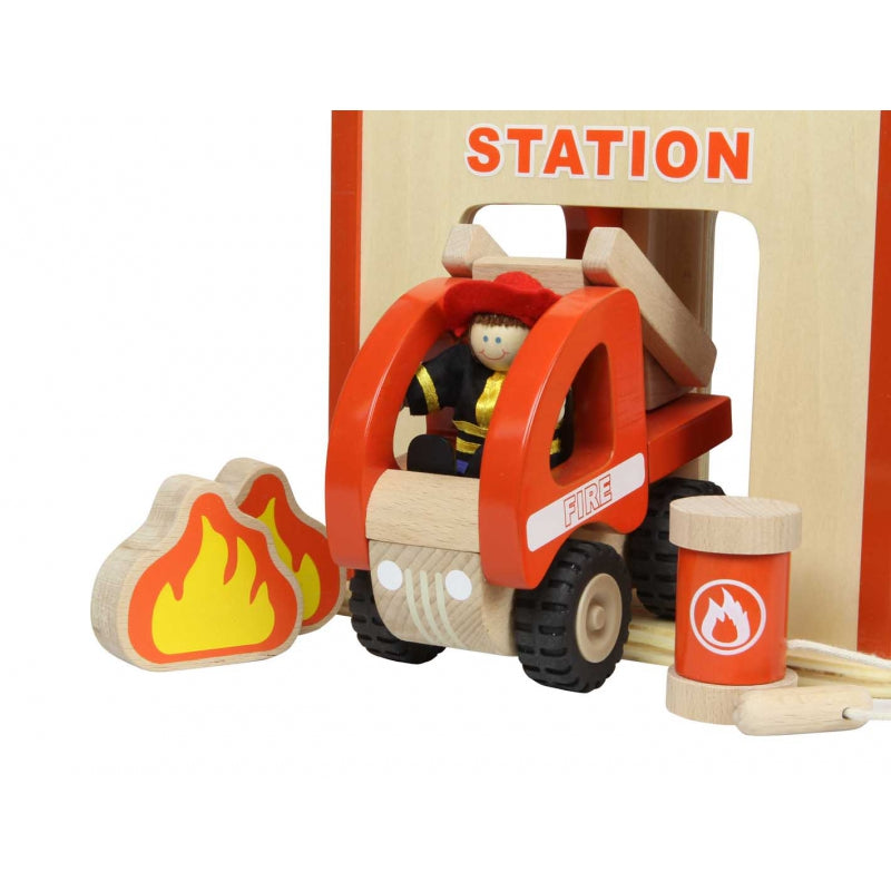 MASTERKIDZ Houten Mini Brandweerkazerne Speel Set