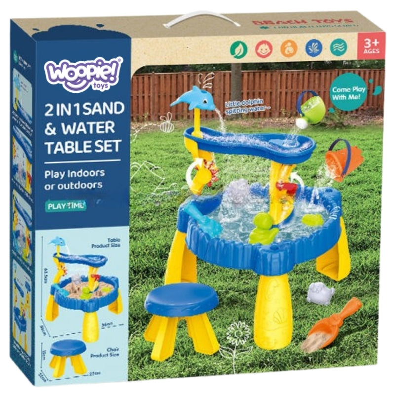 WOOPIE XL Speelgoed Watertafel met Stoeltje - Zand- en Waterspeelset Dolfijn 12 stuks