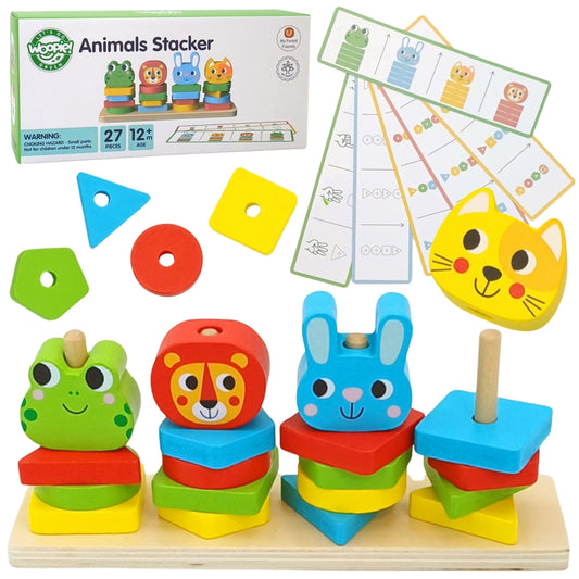 WOOPIE GREEN Puzzel Dierentoren voor kinderen 27 stuks - FSC - Montessori Speelgoed