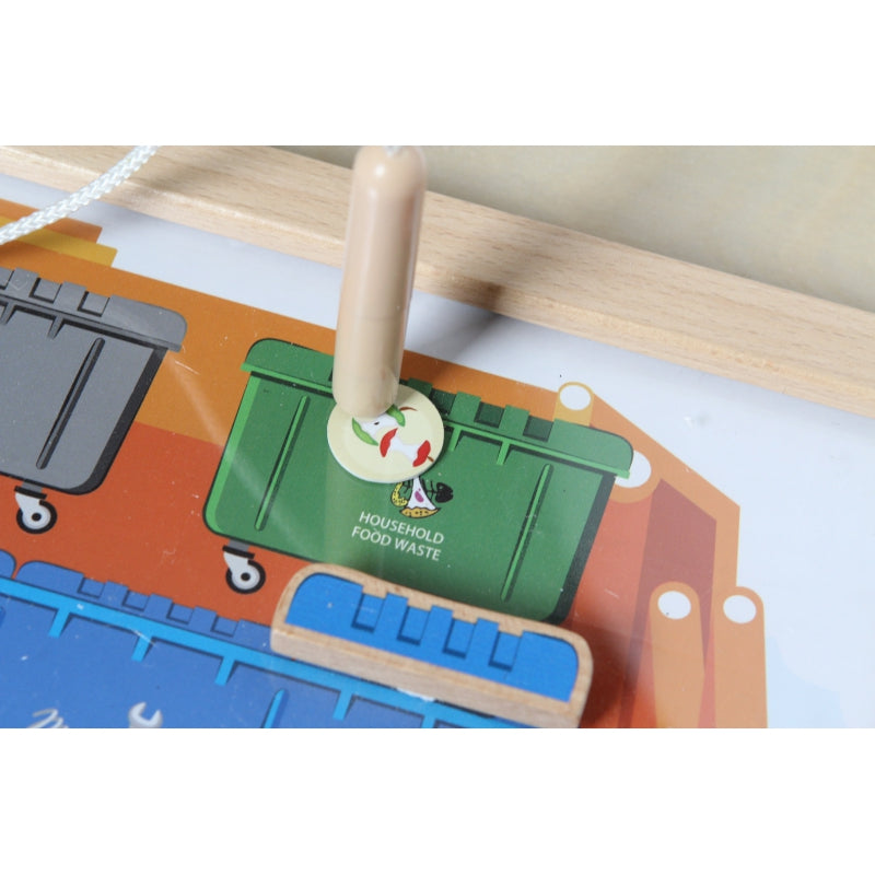 MASTERKIDZ Educatieve Houten puzzel Vuilniswagen – Afval Sorteren - Montessori speelgoed