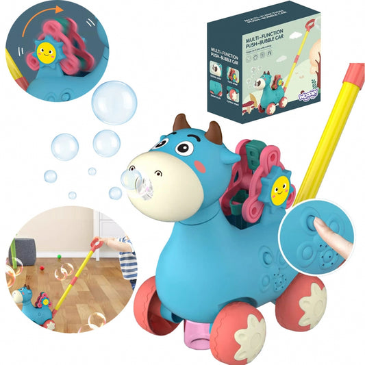 WOOPIE Duwspeeltje Koe met Geluid en Zeepbellen – Blauw
