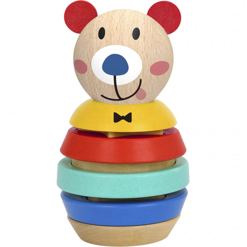 TOOKY TOY Drewniana Układanka Piramidka Kształty Miś 11 el.