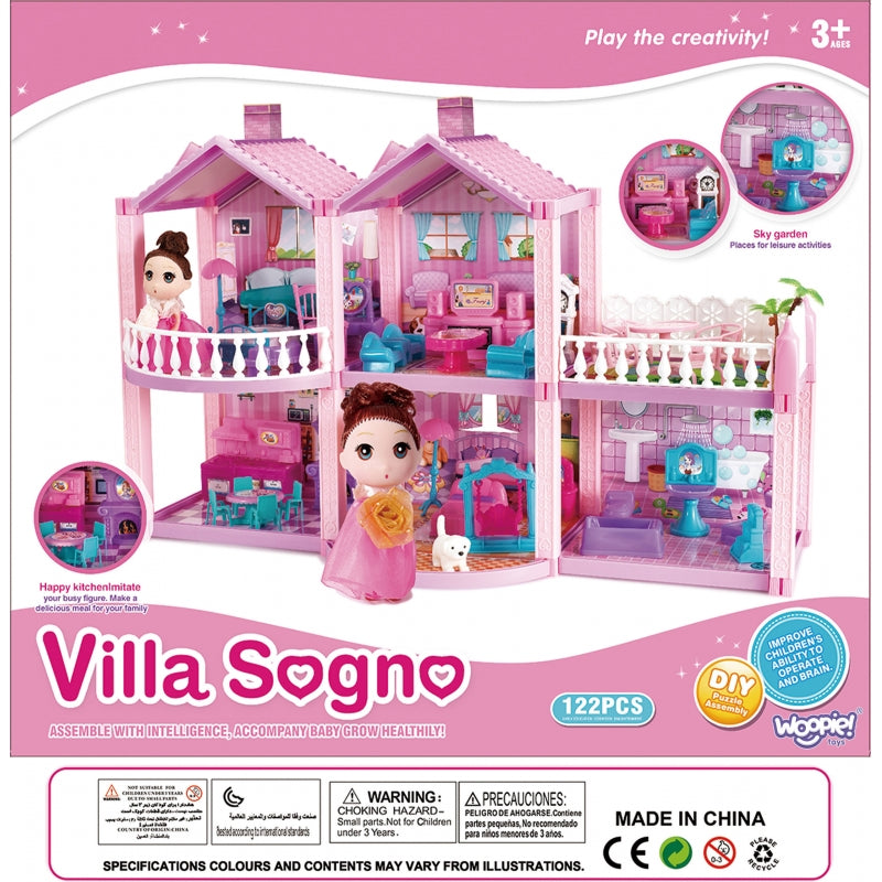 WOOPIE XL Speelgoed Poppenhuis - Roze en Paars - 120 stuks - Poppenhuizen