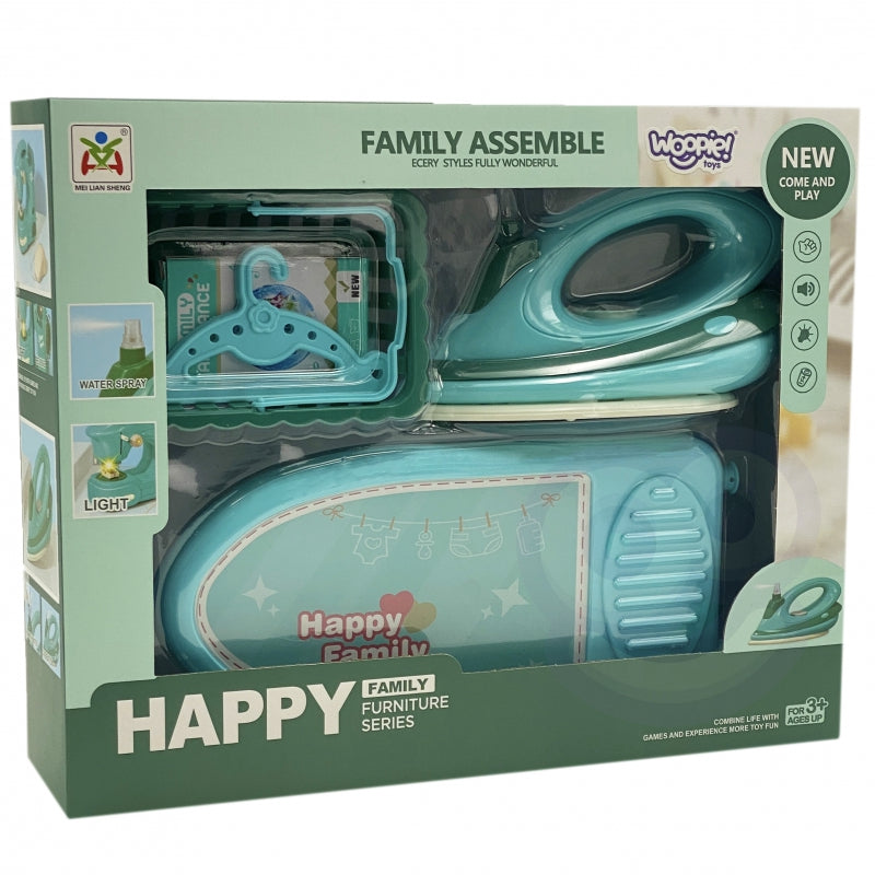 WOOPIE Speelgoed Strijk set inclusief Strijkplank, Strijkijzer en Wasmand 6 stuks