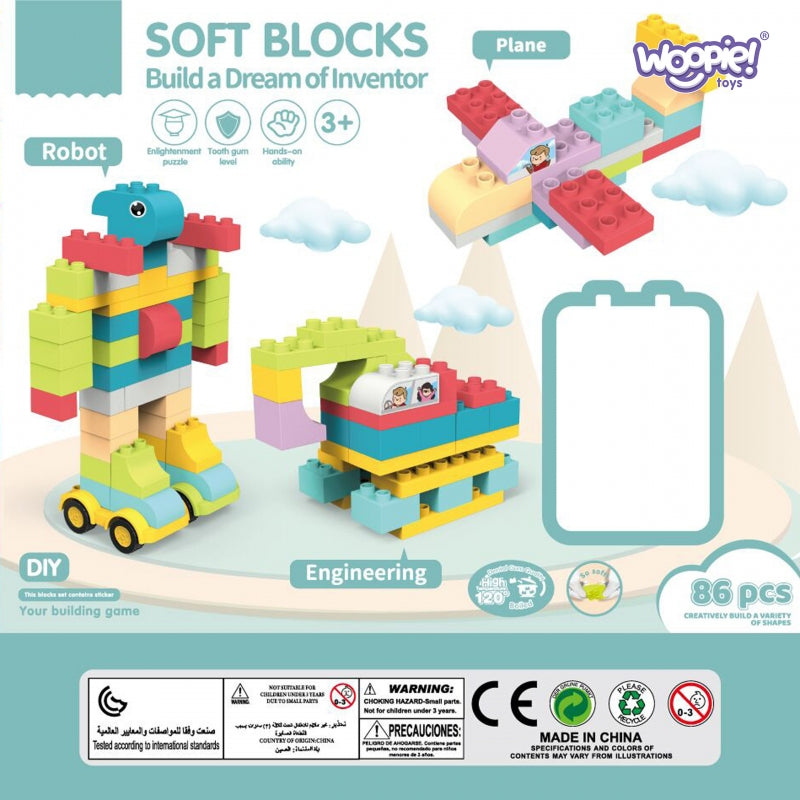 WOOPIE Grote educatieve bouwstenen voor kinderen - 86 stuks