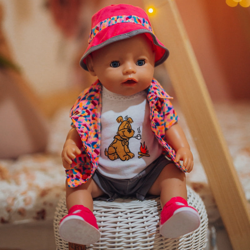 WOOPIE Kleurrijke Poppenkleding Hondenjasje Muts 43-46 cm