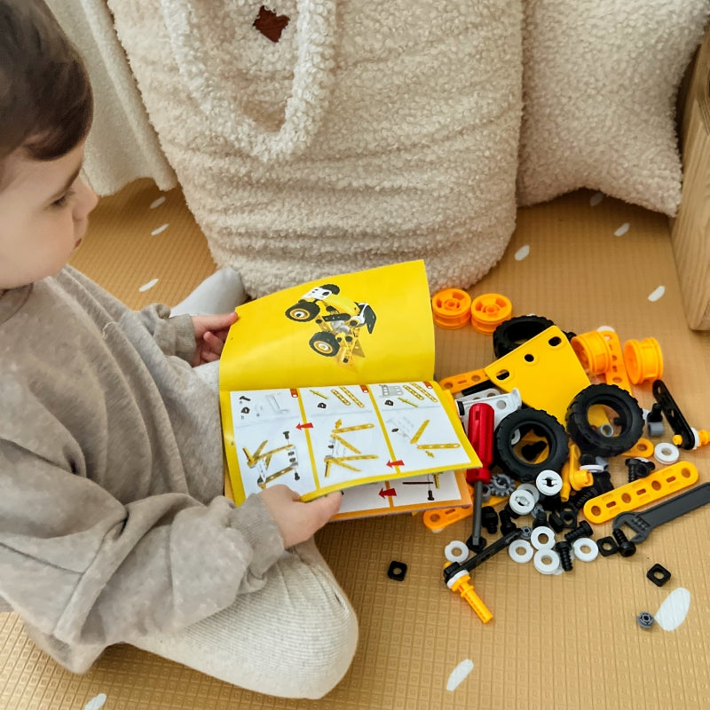 WOOPIE Speelgoed Bouwset van Voertuigen - STEAM Blokken - 100 onderdelen, 8 modellen