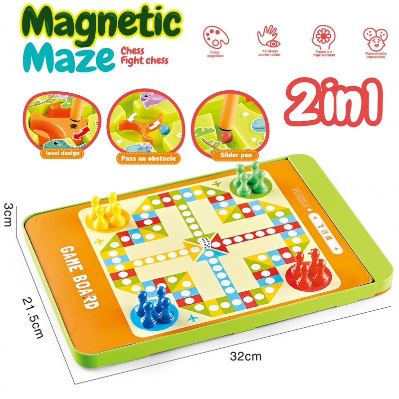 WOOPIE Magnetyczny Labirynt 2w1 Gra Chińczyk