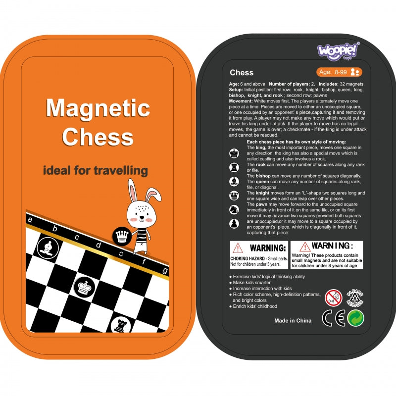 WOOPIE IQ Magnetisch Schaak- en Damspel 2-in-1 Reisbordspel