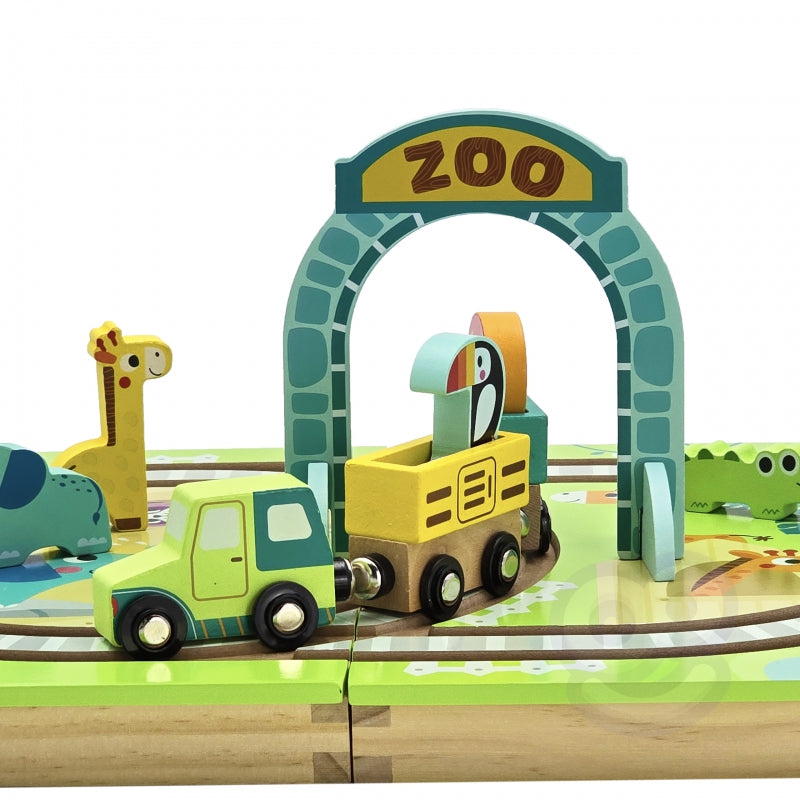 TOOKY TOYS houten trein dierentuin met magneten in koffertreinspoor