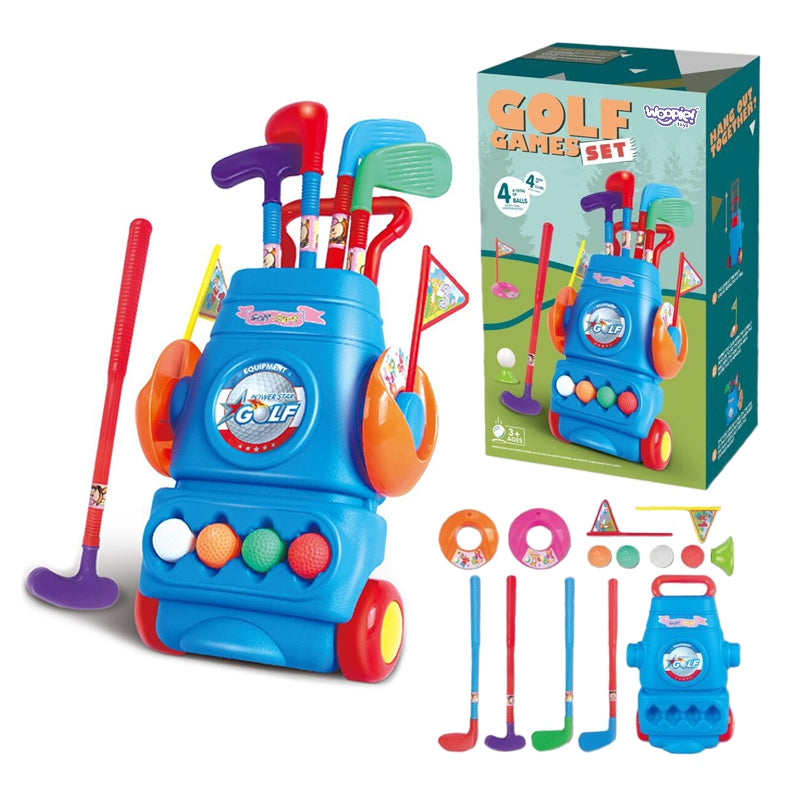 WOOPIE Speelgoed Golfset voor kinderen met Accessoirestandaard op Wieltjes