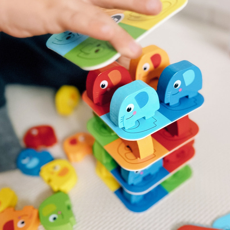 WOOPIE GREEN Olifant op Olifant Jenga puzzel - Behendigheidsspel - Jenga - FSC Gecertificeerd