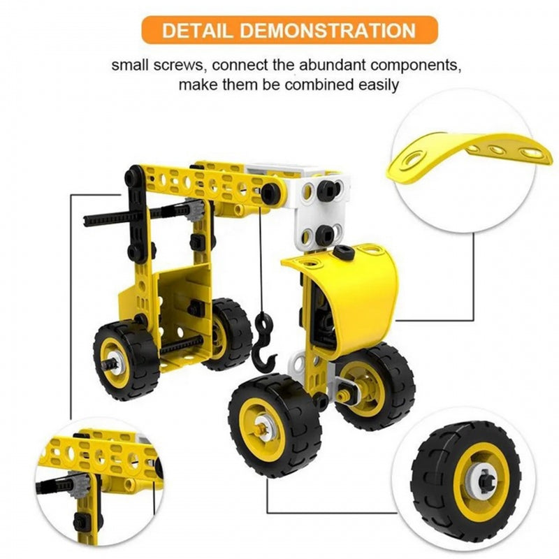 WOOPIE Speelgoed Bouwset van Voertuigen - STEAM Blokken - 100 onderdelen, 8 modellen