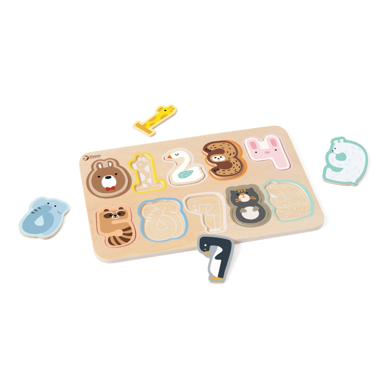 CLASSIC WORLD Houten Numerieke Getallen Puzzel - 11 stuks