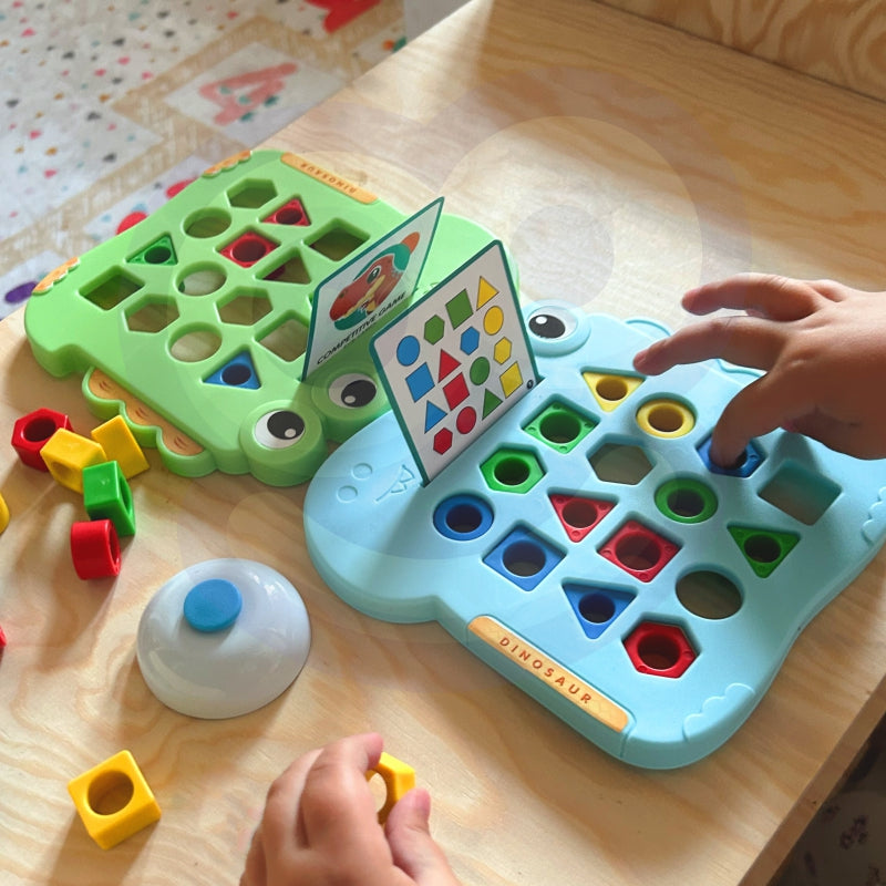 WOOPIE Dinosaurus Puzzel Behendigheidsspel - Vormen herkennen - Montessori Speelgoed