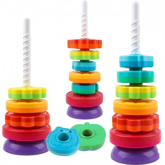 WOOPIE Educatieve Stapeltoren Draaiende Dierentoren voor Baby's & Peuters