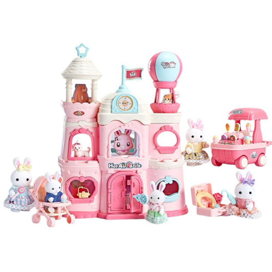 WOOPIE Speelgoed Kleurrijk Poppenhuis met 3 verdiepingen, figuurtjes en accessoires