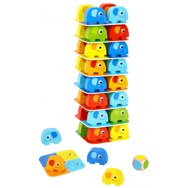 WOOPIE GREEN Olifant op Olifant Jenga puzzel - Behendigheidsspel - Jenga - FSC Gecertificeerd