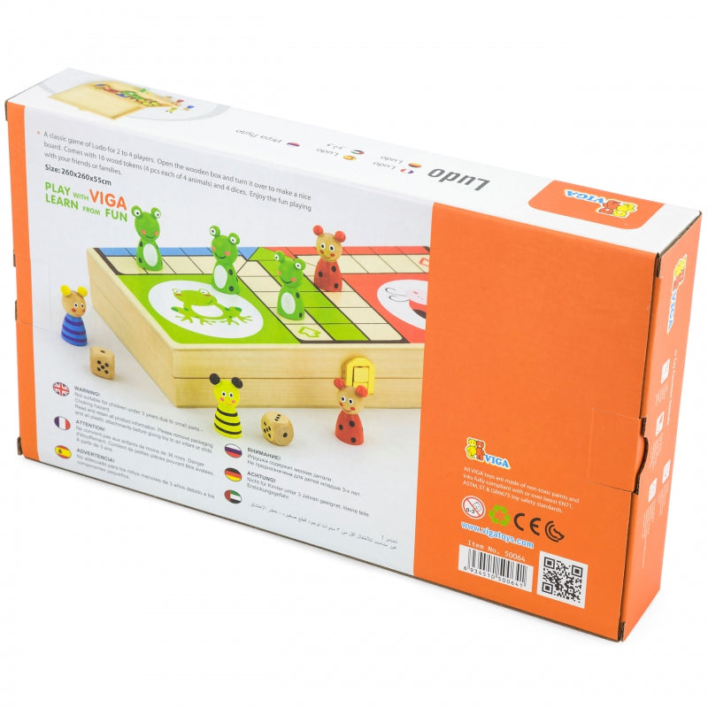 VIGA Houten Dieren Mens-erger-je-niet Spel