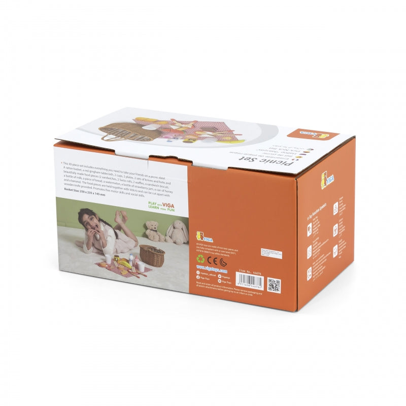 VIGA Houten Speelgoed Picknickset 30 stuks