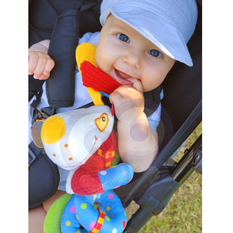 WOOPIE Zachte Educatieve Spiraalhanger voor Kinderwagen of Ledikant – Hondje