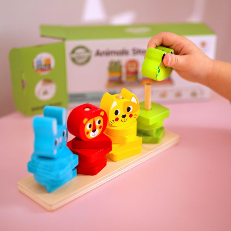 WOOPIE GREEN Puzzel Dierentoren voor kinderen 27 stuks - FSC - Montessori Speelgoed