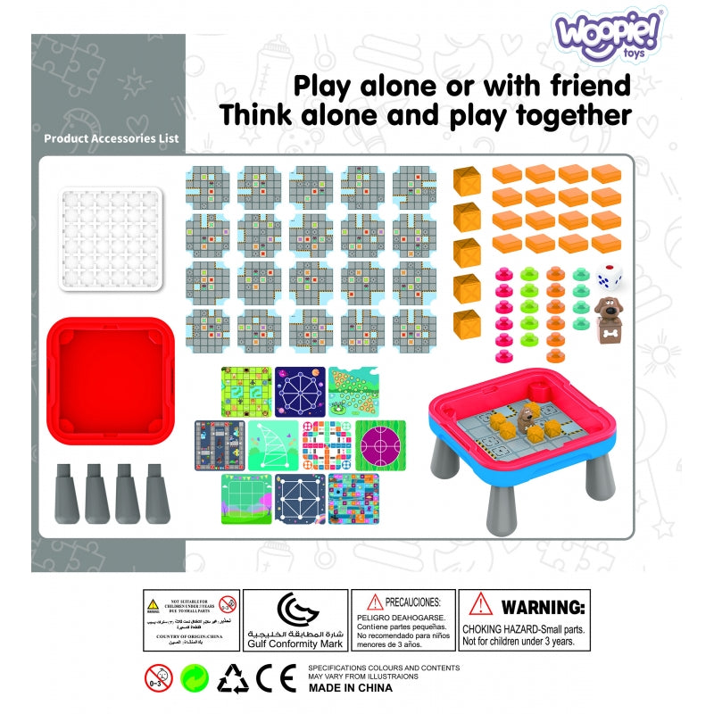 WOOPIE Speeltafel met 10 verschillende (Logische) Bordspellen - 65 stuks