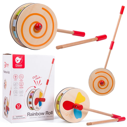 CLASSIC WORLD Kleurrijke regenboog houten duwer