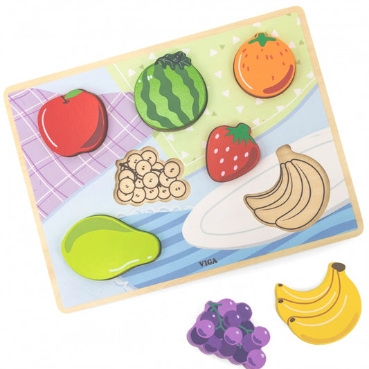VIGA Houten fruitfiguren puzzel