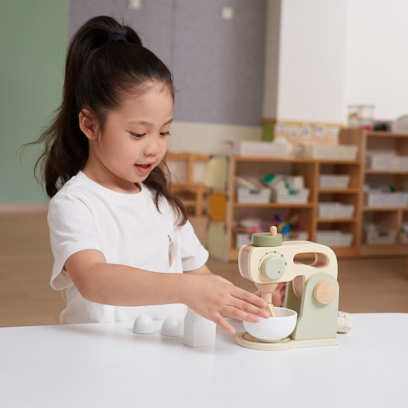 VIGA Houten speelgoed Keukenmixer Groen + Accessoires