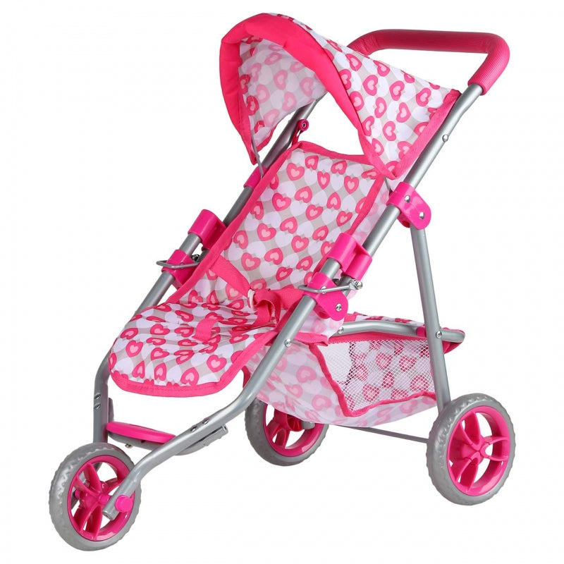 WOOPIE 3-wielige poppenwagen met hartjes - Roze