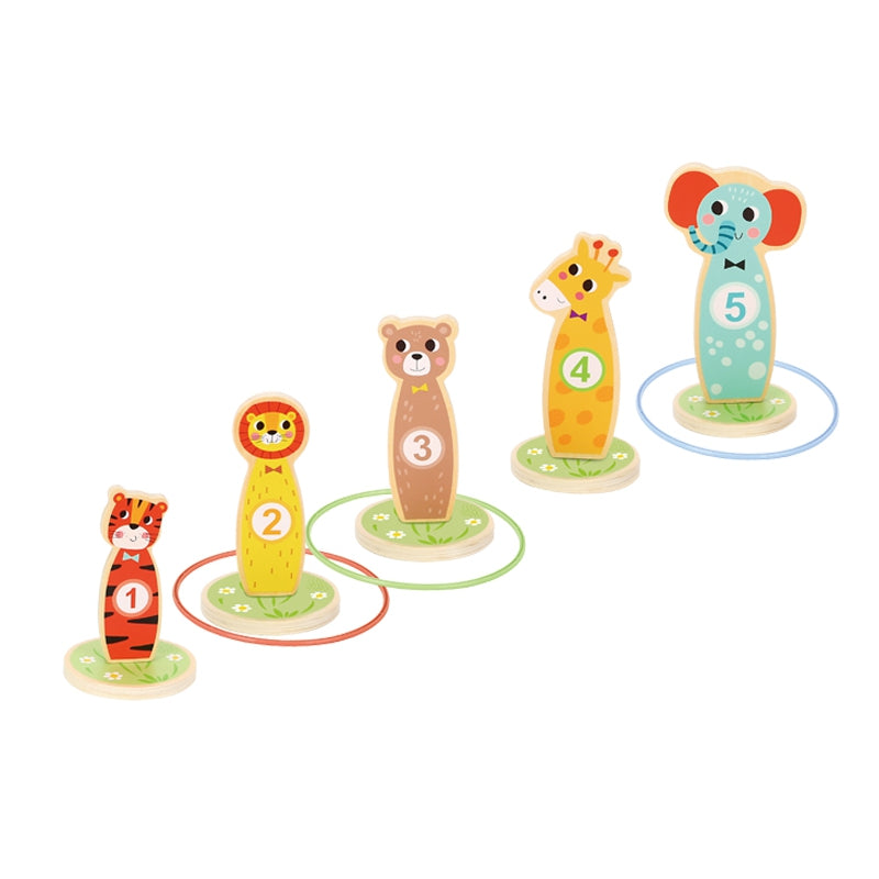 TOOKY TOY Houten Dieren Werpspel - 15 stuks