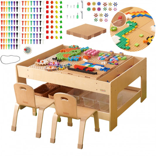 MASTERKIDZ Houten Educatieve Tafel + STEM muur Accessoires + 563 Blokken