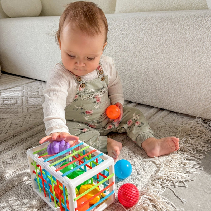 WOOPIE BABY Flexibele Sensorische Kubus – Vormenstoof voor Kinderen met Kleurrijke Vormen, 13-delig