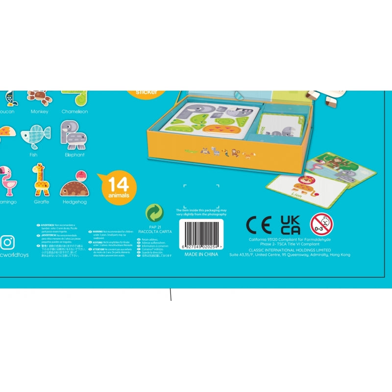 CLASSIC WORLD Magnetische Puzzel Dieren – Bord, Blokken, Geheugenspel, 60 stuks