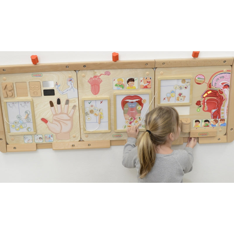 MASTERKIDZ Educatief houten muurwand, Paneel zintuigen - Montessori