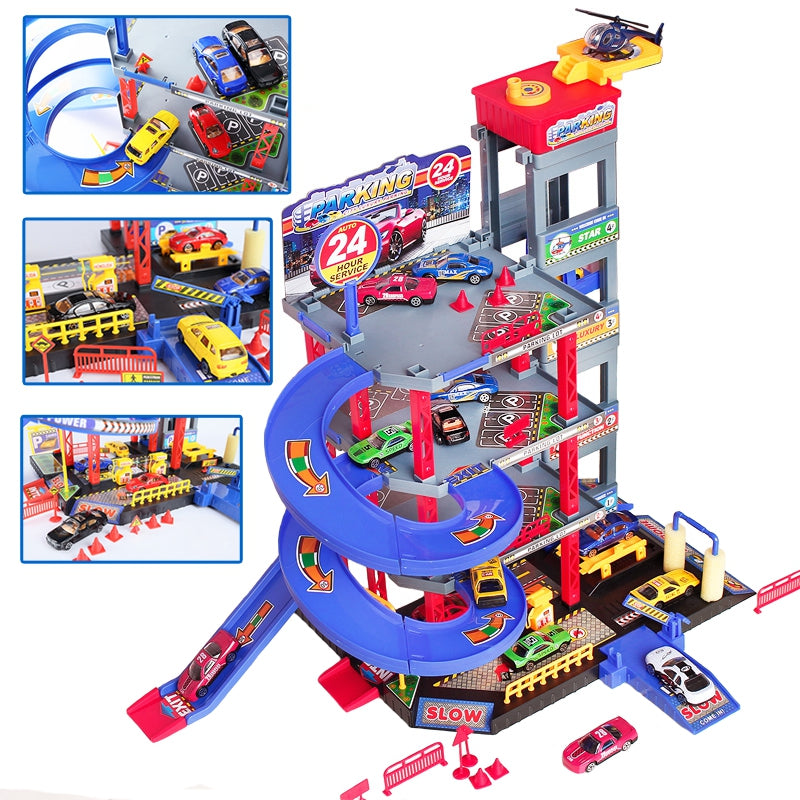 WOOPIE Speelgoed Garage inclusief auto's, diverse verdiepingen en helicopter
