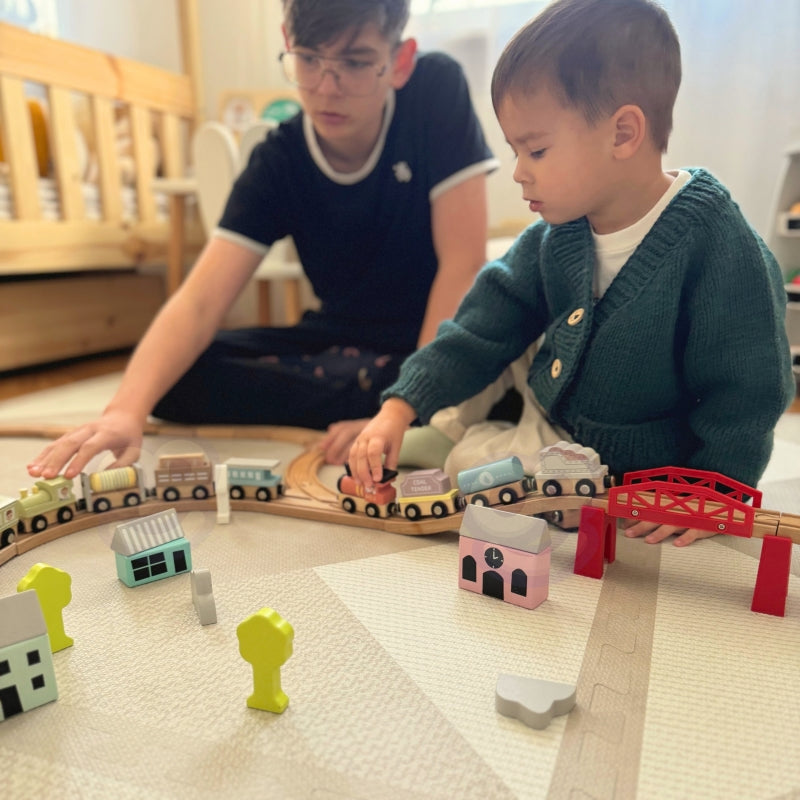 TOOKY TOY Houten Magneet Trein met Wagons