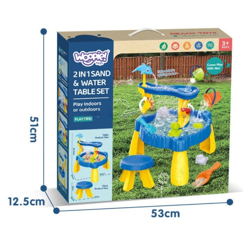 WOOPIE XL Speelgoed Watertafel met Stoeltje - Zand- en Waterspeelset Dolfijn 12 stuks