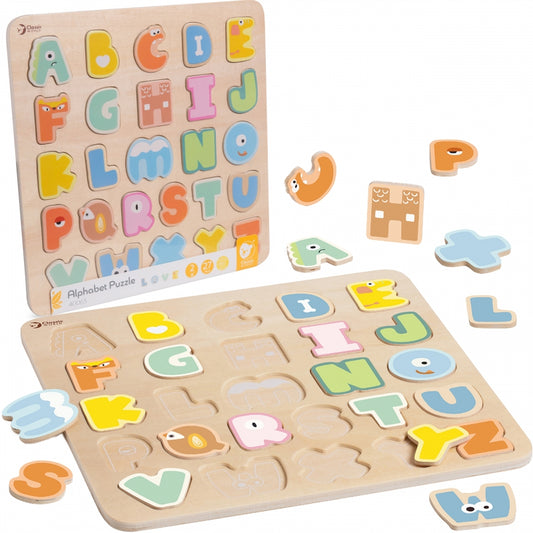 CLASSIC WORLD Houten Alfabet Woordenpuzzel - 27 stuks