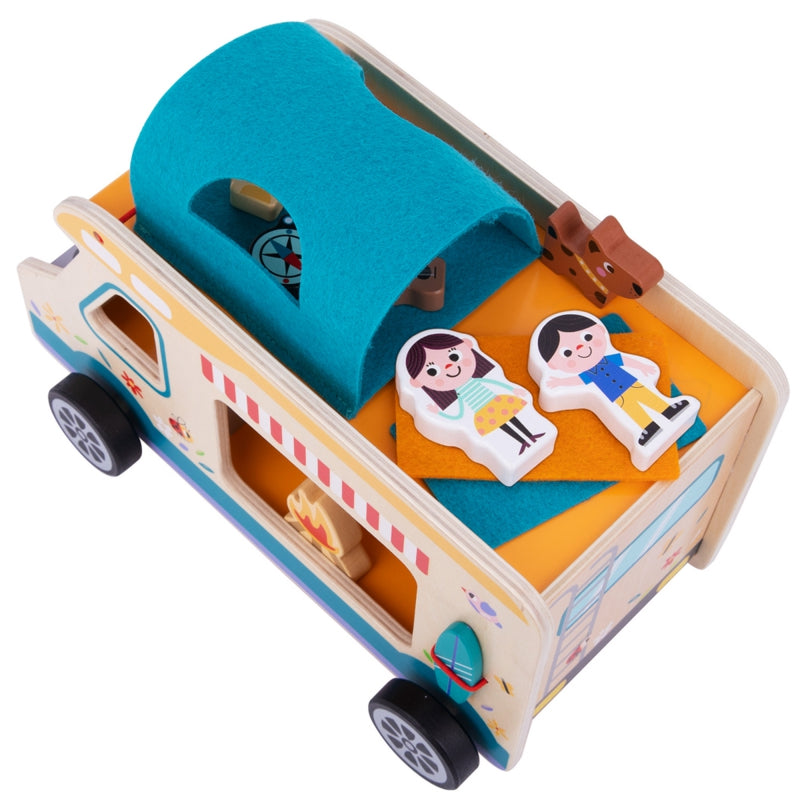 TOOKY TOY Houten Camper met Figuren en Camping