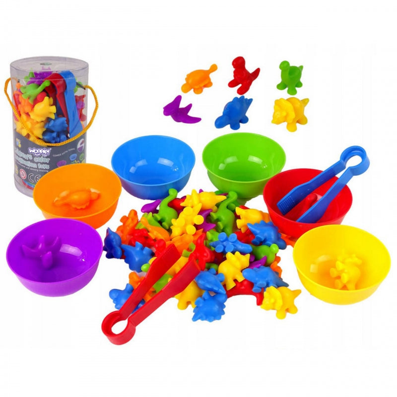 WOOPIE Educatief Montessori Kleuren Sorteer spel -  Dino's - 56 stuks