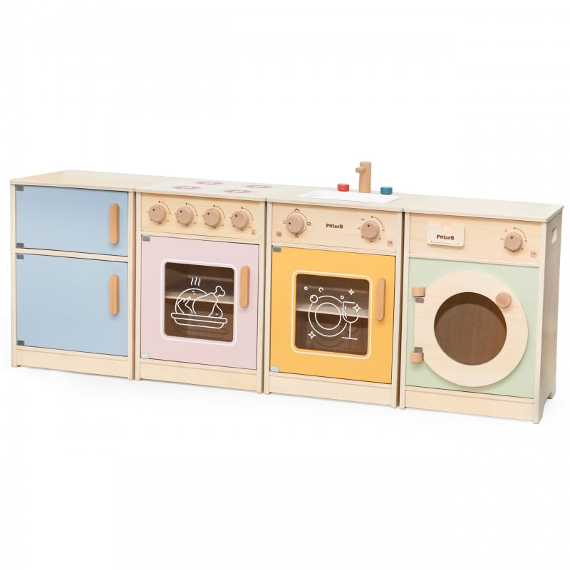 VIGA Houten Keukenset XL met Wasmachine, Fornuis & Vaatwasser